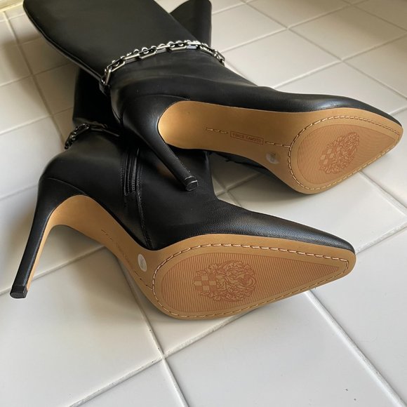 SOLD-Vince Camuto Black Felinda High Heeled Leather Boots - Picture 4 of 8